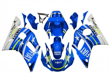 Compra Carenados Moto Yamaha YZF 600 R6 1998-2002 - Blanco Azul Neon Amarillo Fiat Motul Michelin
