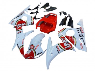 Compra Carenados Moto Yamaha YZF R6S 2006-2009 - Blanco Rojo Lucky Strike Motul