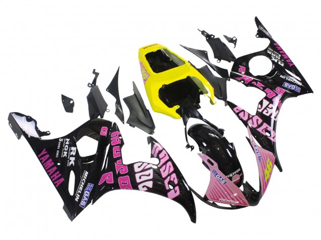 Compra Carenados Moto Yamaha YZF R6S 2006-2009 - Amarillo Rosa Negro Brillante Rossi Repsol 46