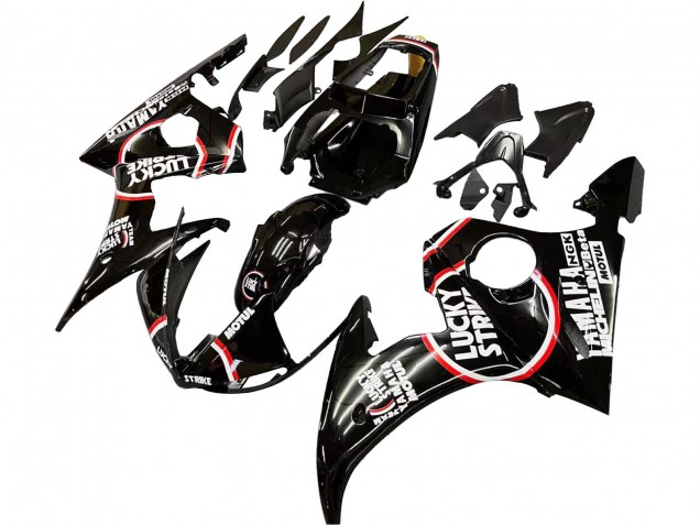 Compra Carenados Moto Yamaha YZF 600 R6 2005 - Negro Brillante Blanco Lucky Strike Motul