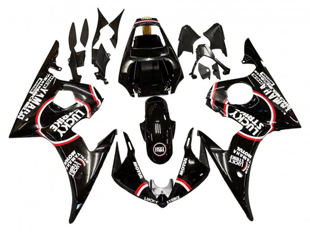 Compra Carenados Moto Yamaha YZF 600 R6 2005 - Negro Brillante Blanco Lucky Strike Motul