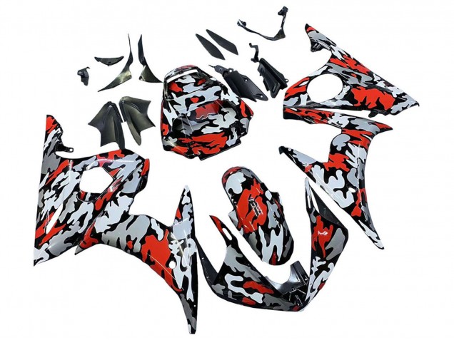 Compra Carenados Moto Yamaha YZF 600 R6 2005 - Negro Rojo Gris Camouflage