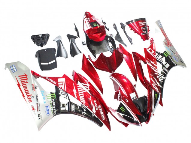 Compra Carenados Moto Yamaha YZF 600 R6 2006-2007 - Blanco Rojo Negro Verde Monstruo Milwaukee