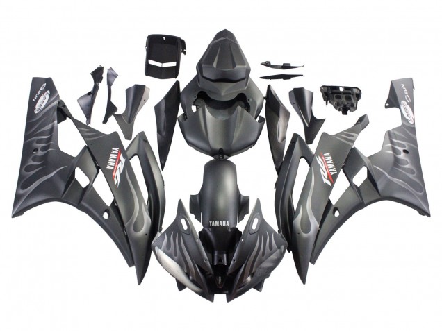 Compra Carenados Moto Yamaha YZF 600 R6 2006-2007 - Negro Mate Plata Llama