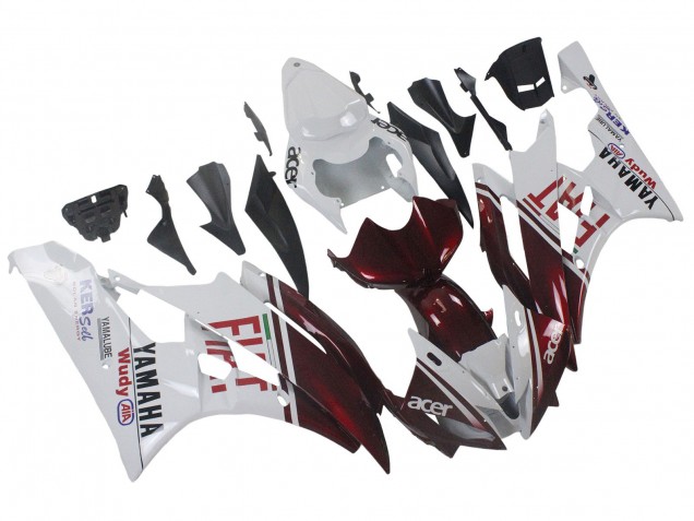 Compra Carenados Moto Yamaha YZF 600 R6 2006-2007 - Blanco Rojo Granate Fiat Acer Yamalube