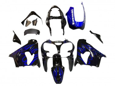 Compra Carenados Moto Kawasaki ZX9R 2000-2001 - Negro Brillante Azul Llama Blanco