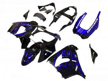 Compra Carenados Moto Kawasaki ZX9R 2000-2001 - Negro Brillante Azul Llama Blanco