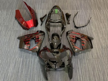 Compra Carenados Moto Kawasaki ZX9R 2000-2001 - Negro Brillante Rojo Llama