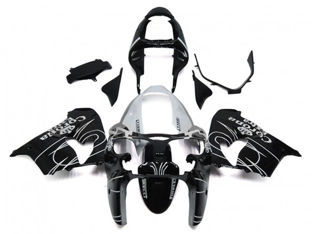 Compra Carenados Moto Kawasaki ZX9R 2000-2001 - Negro Brillante Blanco Corona Extra