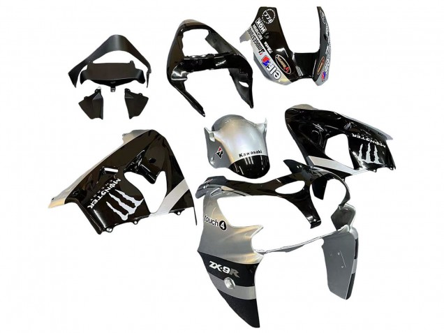 Compra Carenados Moto Kawasaki ZX9R 2002-2003 - Plata Negro Brillante Monstruo Elf