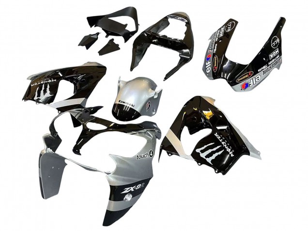 Compra Carenados Moto Kawasaki ZX9R 2002-2003 - Plata Negro Brillante Monstruo Elf