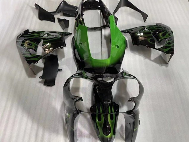 Compra Carenados Moto Kawasaki ZX9R 2002-2003 - Negro Brillante Verde Llama