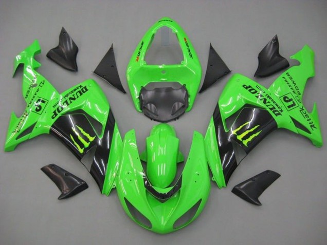 Compra Carenados Moto Kawasaki ZX10R 2006-2007 - Verde Negro Brillante Monstruo Dunlop