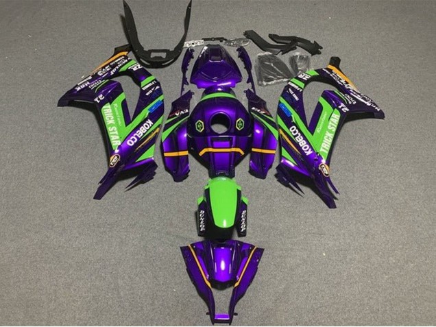 Compra Carenados Moto Kawasaki ZX10R 2016-2020 - Púrpura Verde Trick Star Kobelco