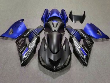 Compra Carenados Moto Kawasaki ZX14R ZZR1400 2006-2011 - Negro Mate Azul Plata Llama