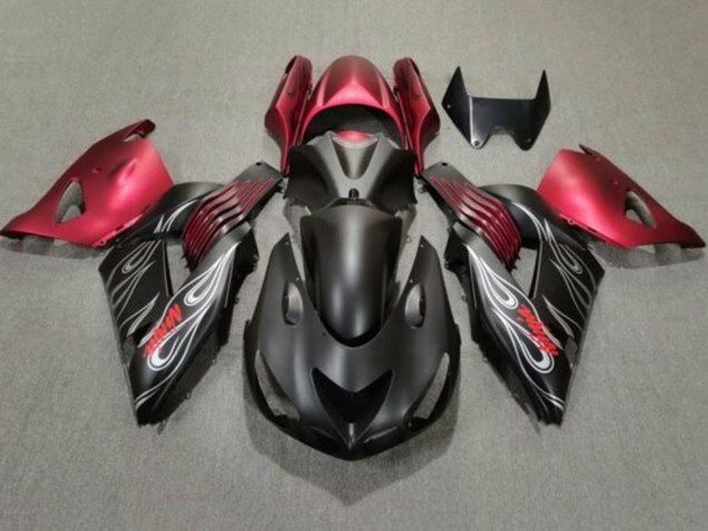 Compra Carenados Moto Kawasaki ZX14R ZZR1400 2006-2011 - Negro Mate Rojo Plata Llama