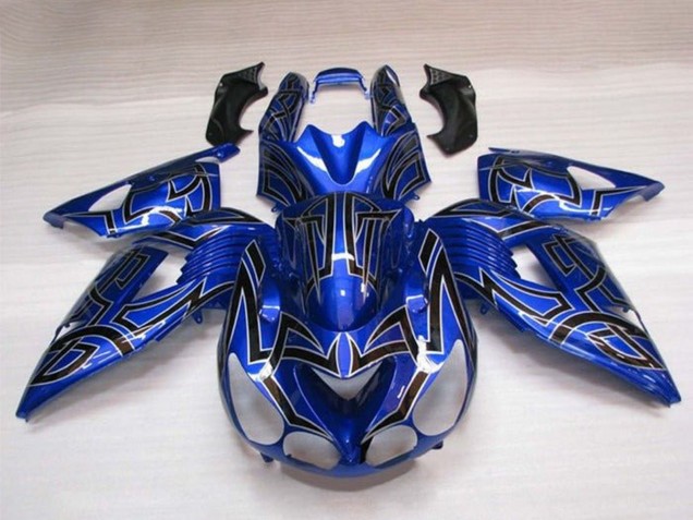 Compra Carenados Moto Kawasaki ZX14R ZZR1400 2006-2011 - Azul Negro Plata Tribal