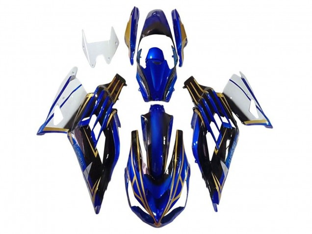 Compra Carenados Moto Kawasaki ZX14R ZZR1400 2012-2024 - Blanco Oro Azul Negro Raya