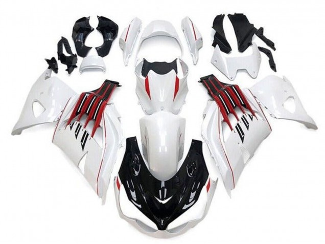 Compra Carenados Moto Kawasaki ZX14R ZZR1400 2012-2024 - Blanco Negro Rojo Raya