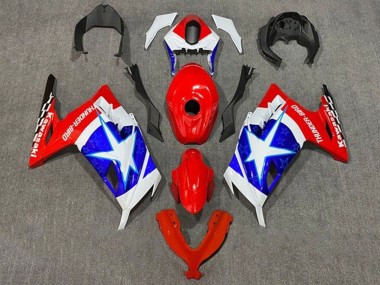 Compra Carenados Moto Kawasaki EX300 2013-2024 - Blanco Rojo Azul Estrella Captain America