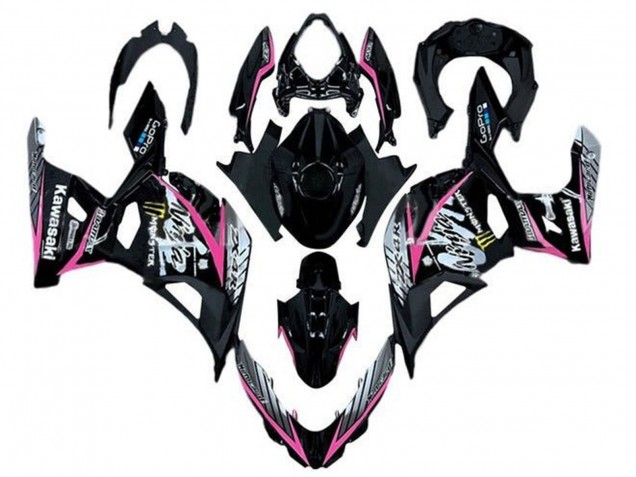 Compra Carenados Moto Kawasaki Ninja 400 2018-2024 - Negro Brillante Rosa Blanco