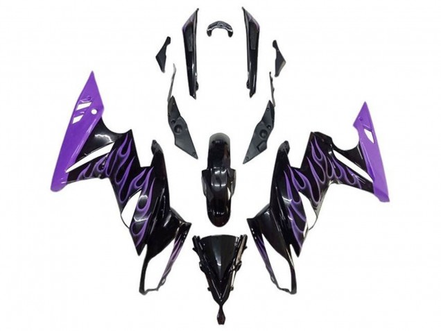 Compra Carenados Moto Kawasaki Ninja 650 EX650 2009-2011 - Negro Brillante Púrpura Llama