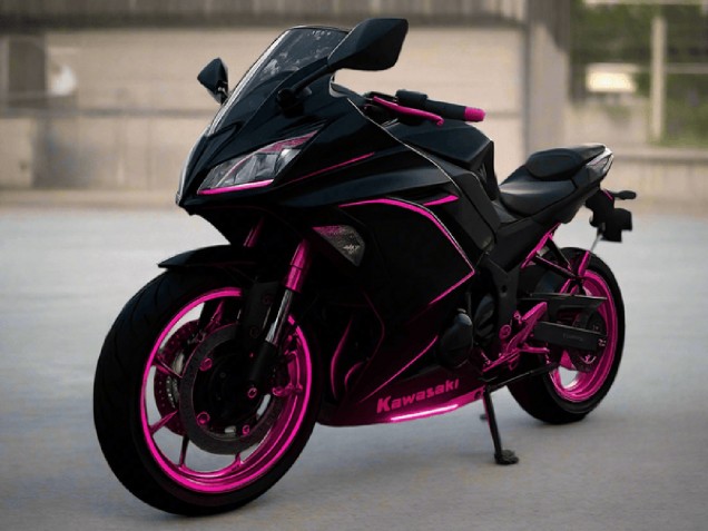 Compra Carenados Moto Kawasaki Ninja 650 EX650 2017-2019 - Negro Brillante Rosa Raya
