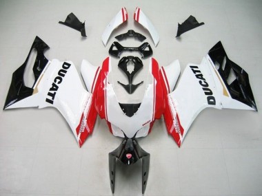 Compra Carenados Moto Ducati Panigale 1199 2011-2014 - Blanco Rojo Negro Brillante Raya