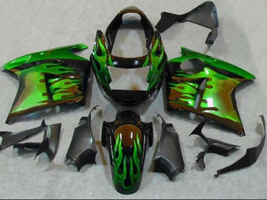 Compra Carenados Moto Honda CBR1100XX Blackbird 1996-2007 - Negro Brillante Verde Llama