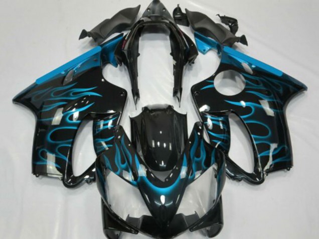 Compra Carenados Moto Honda CBR600 F4i 2001-2003 - Negro Brillante Azul Claro Llama