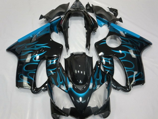 Compra Carenados Moto Honda CBR600 F4i 2004-2007 - Negro Brillante Azul Claro Llama