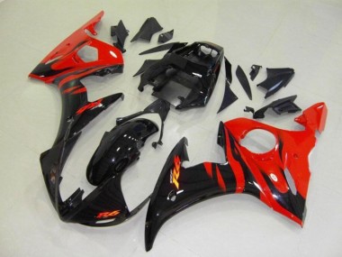 Compra Carenados Moto Yamaha YZF R6 2003-2004 - Negro Brillante Rojo Llama