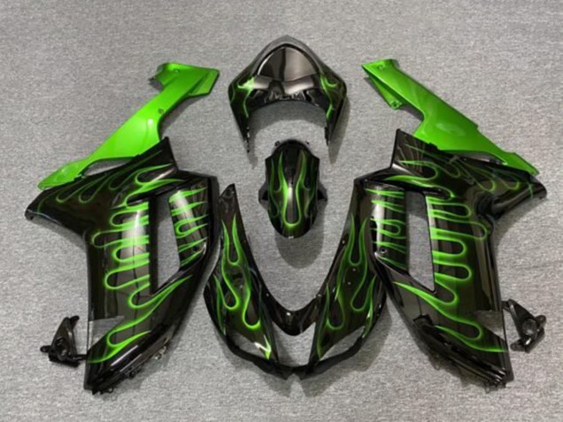 Compra Carenados Moto Kawasaki ZX6R 2007-2008 - Negro Verde Llama