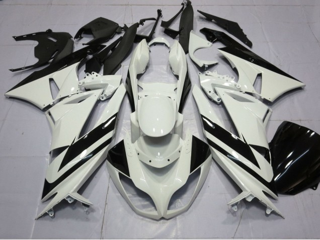Compra Carenados Moto Kawasaki ZX6R 2009-2012 - Blanco Negro Brillante Raya