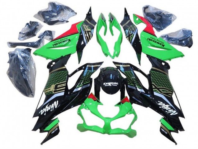 Compra Carenados Moto Kawasaki ZX6R 2019-2022 - Verde Rojo Negro Brillante Honeycomb