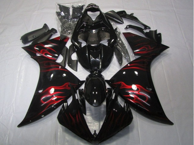Compra Carenados Moto Yamaha YZF 1000 R1 2012-2014 - Negro Brillante Rojo Llama