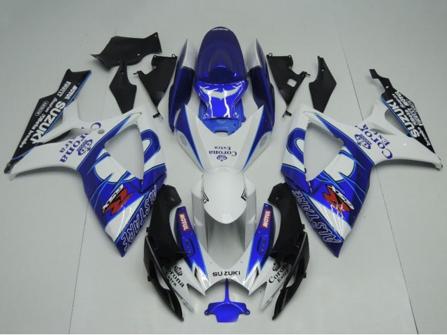 Compra Carenados Moto Suzuki GSXR 600 / GSXR 750 2006-2007 - Blanco Azul Negro Corona Extra Motul