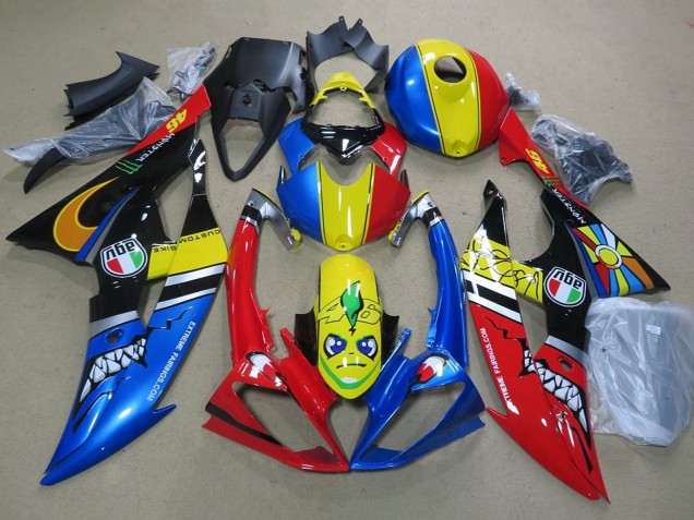 Compra Carenados Moto Yamaha YZF R6 2008-2016 - Azul Amarillo Rojo Negro Tiburón