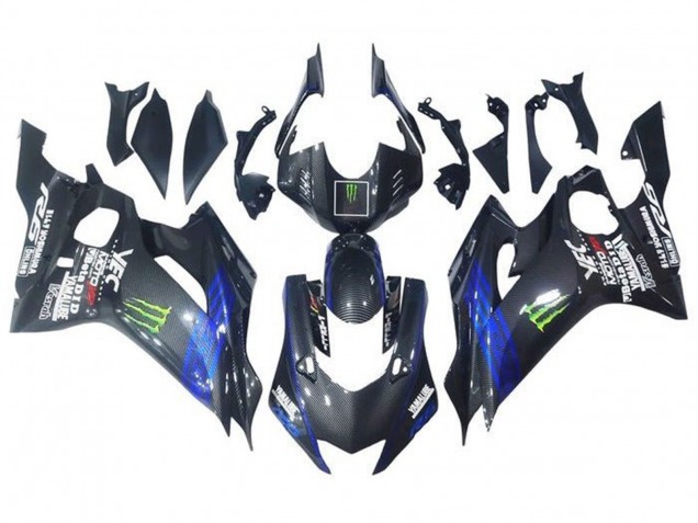 Compra Carenados Moto Yamaha YZF R6 2017-2025 - Azul Negro Falso FibraCarbono Verde Monstruo