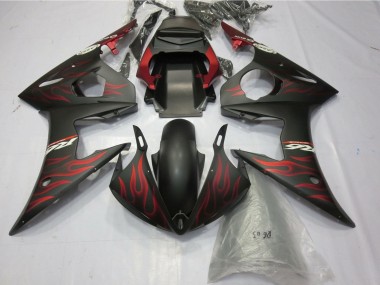 Compra Carenados Moto Yamaha YZF R6 2005 - Negro Mate Rojo Mate Llama