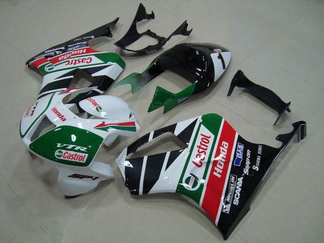 Compra Carenado Moto Honda VTR1000 2000-2006 - Blanco Rojo Verde Negro Brillante Castrol