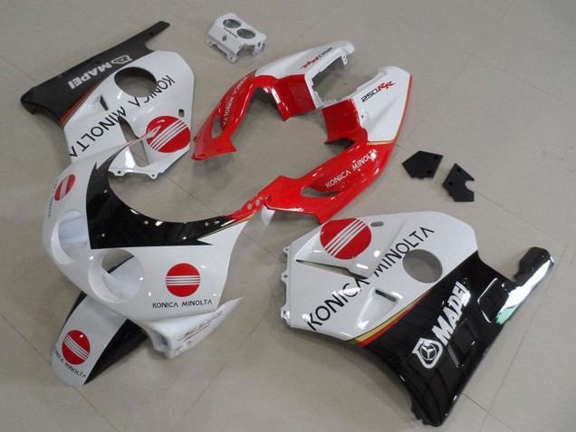 Compra Carenados Moto Honda CBR250RR MC22 1990-1998 - Blanco Rojo Negro Brillante Konica Minolta