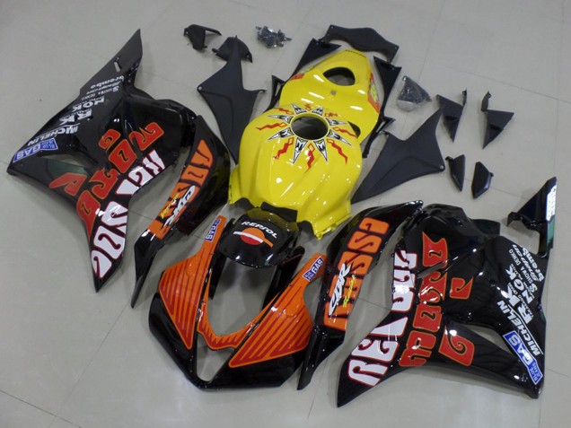 Compra Carenados Moto Honda CBR600RR 2009-2012 - Amarillo Naranja Negro Brillante Rossi Carrera
