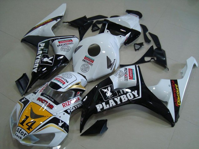 Compra Carenados Moto Honda CBR1000RR 2006-2007 - Blanco Amarillo Negro Brillante Denso Playboy 14