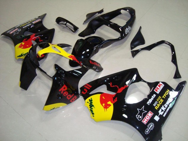 Compra Carenados Moto Kawasaki ZX6R 2000-2002 - Negro Brillante Amarillo Rojo Bull