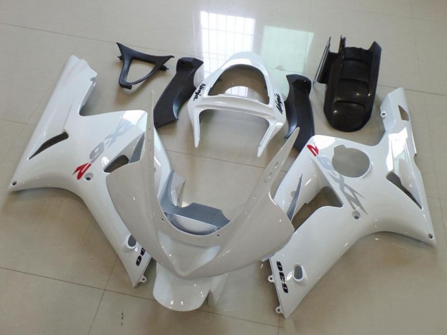 Compra Carenados Moto Kawasaki ZX6R 2003-2004 - Blanco Plata Calcomanías