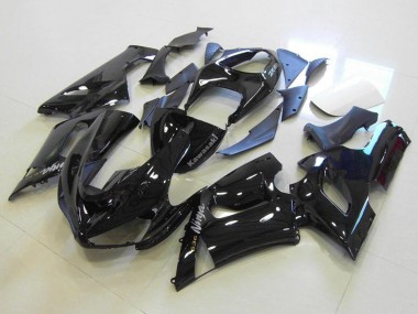 Compra Carenados Moto Kawasaki ZX6R 2005-2006 - Negro Brillante Plata Calcomanías