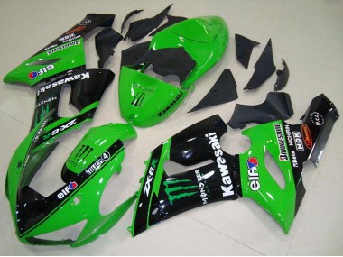 Compra Carenados Moto Kawasaki ZX6R 2005-2006 - Verde Negro Brillante Elf Monstruo