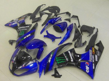Compra Carenados Moto Kawasaki ZX6R 2009-2012 - Azul Negro Brillante Verde Elf Monstruo Bridgestone
