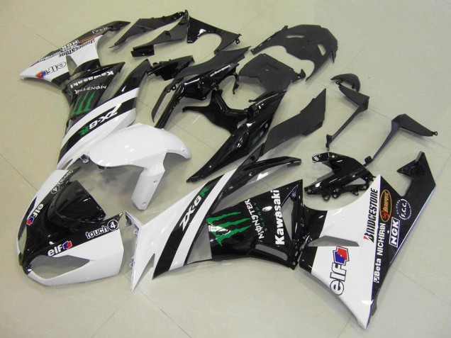 Compra Carenados Moto Kawasaki ZX6R 2009-2012 - Blanco Negro Brillante Verde Elf Touch4 Monstruo Bridgestone